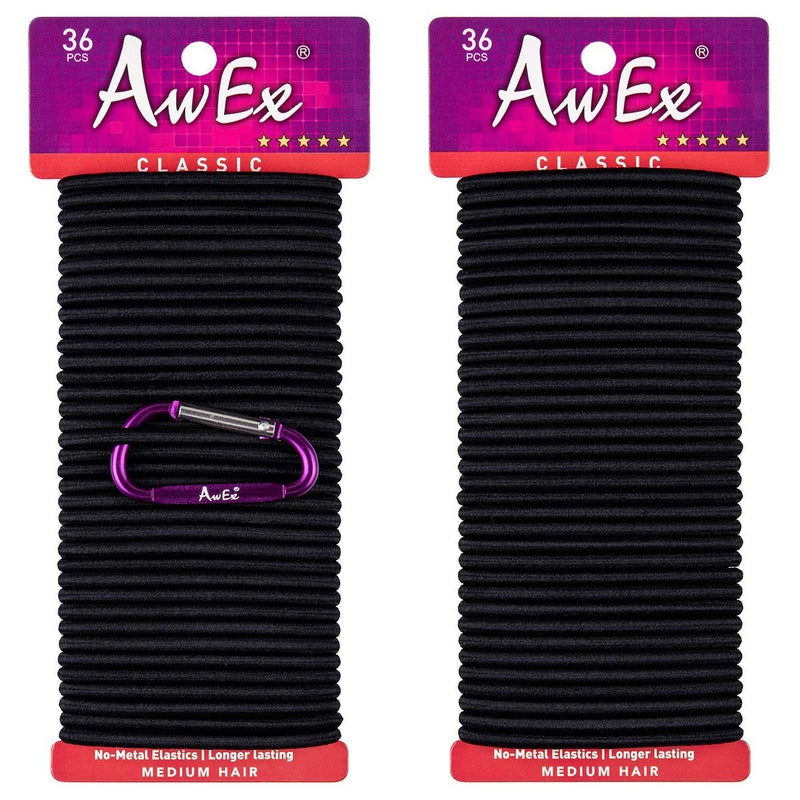 AwEx Strong Black Hair Ties,72 PCS,4 mm Regular Loop Hair Bands,No Metal Hair Elastics,No Pull Ponytail Holder - Image 1